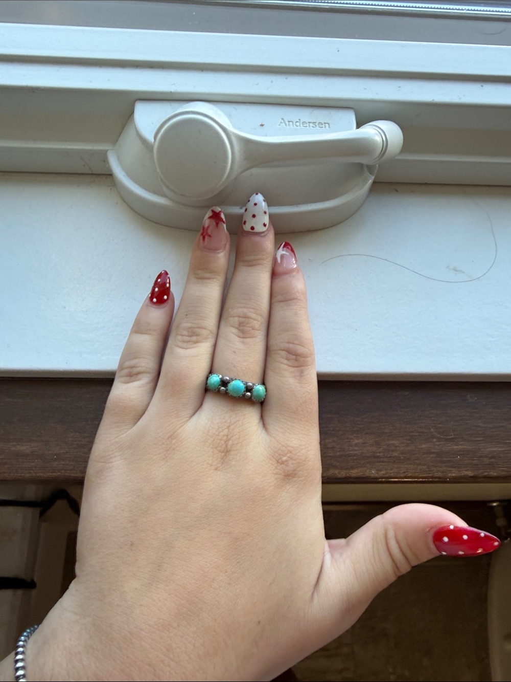 Turquoise Stone Sterling Silver Band Ring - Blue Turquoise